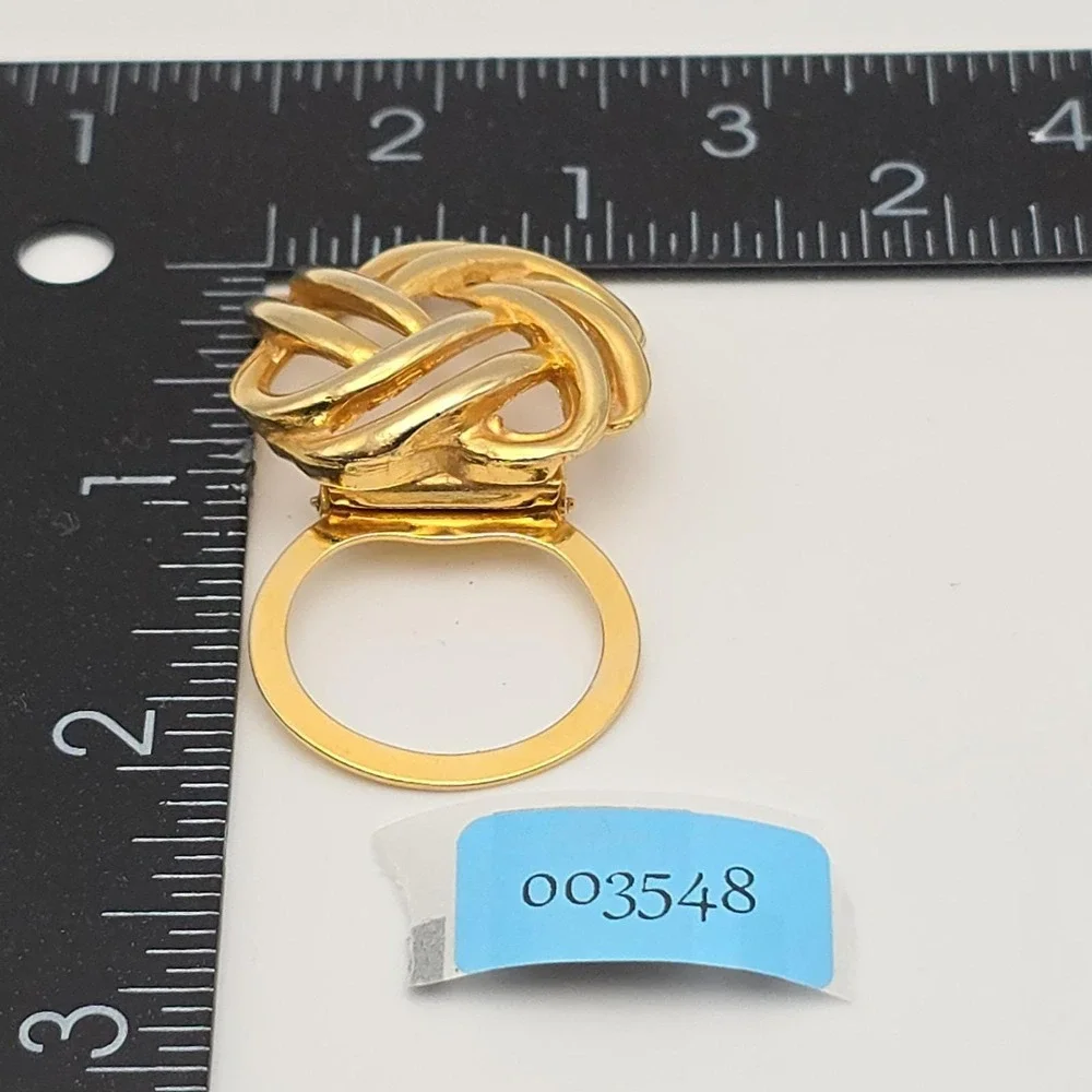 Vtg 65 Yr Old LIEBA USA Love Knot Scarf Clip Dress Clip Filigree Gold Plate